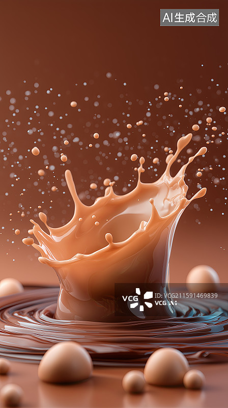 【AI数字艺术】巧克力牛奶飞溅在空中图片素材
