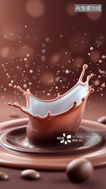 【AI数字艺术】巧克力牛奶飞溅在空中图片素材