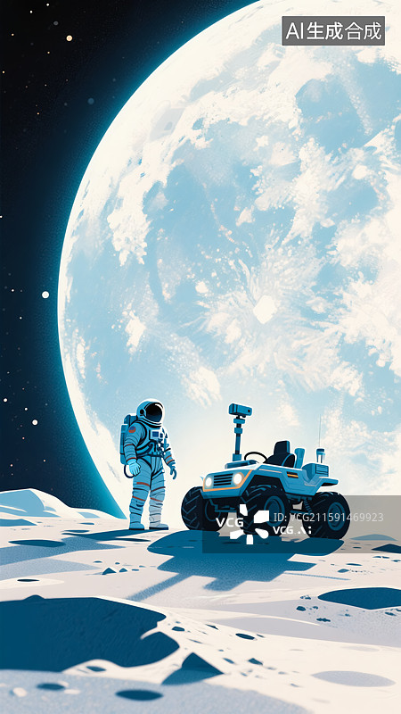 【AI数字艺术】登陆外星球的宇航员插画图片素材