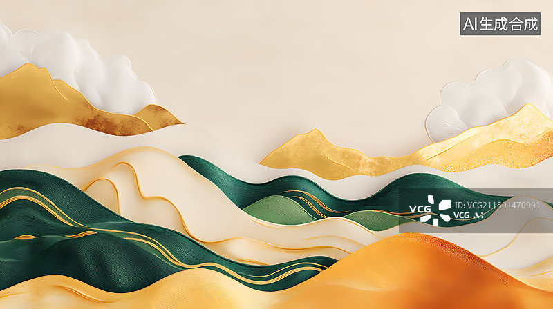 【AI数字艺术】云雾缭绕的东方山水图片素材