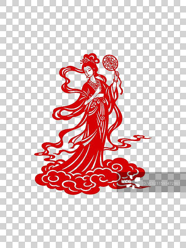 矢量剪纸中秋嫦娥奔月免抠元素图片素材