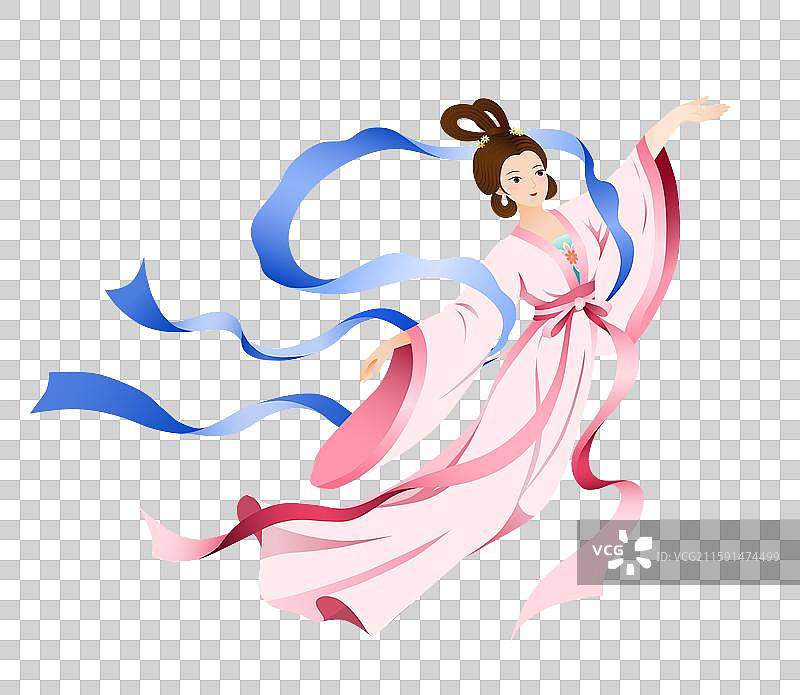中秋节嫦娥仙女飞天舞动丝绸图片素材
