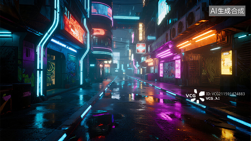 【AI数字艺术】霓虹都市潮流夜图片素材
