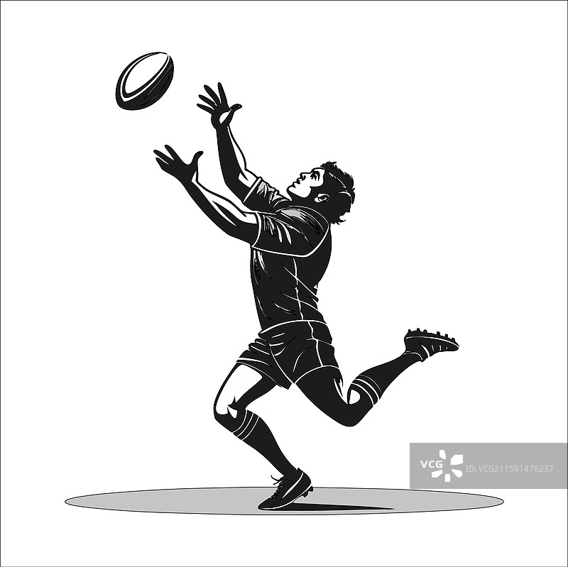 运动员在比赛中打橄榄球的剪影图片素材