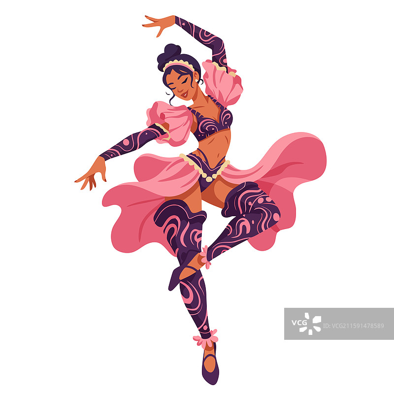 穿着粉色舞蹈服的女性芭蕾舞者在跳舞图片素材