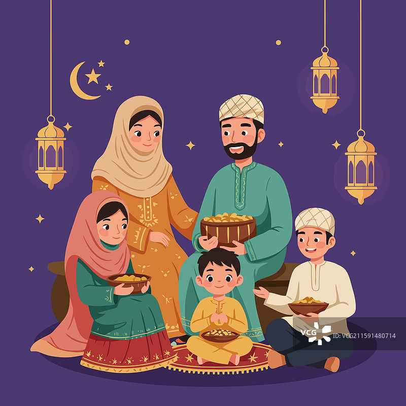 拉马丹庆祝活动中的家庭聚会图片素材