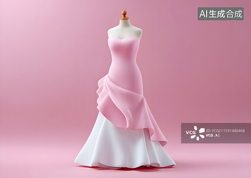 【AI数字艺术】一件粉红色卡通长裙图片素材