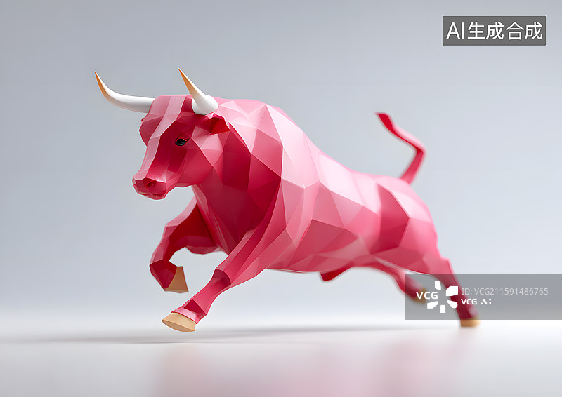 【AI数字艺术】一头红色的公牛正在奔跑图片素材