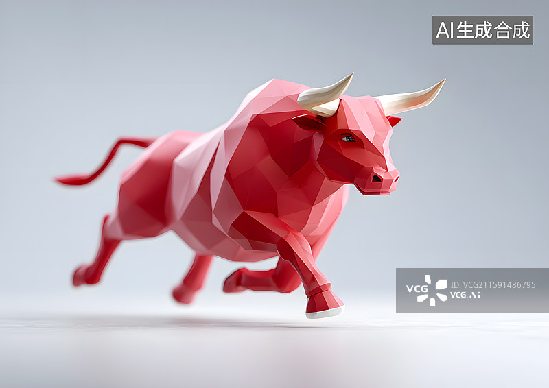 【AI数字艺术】一头红色的公牛正在奔跑图片素材