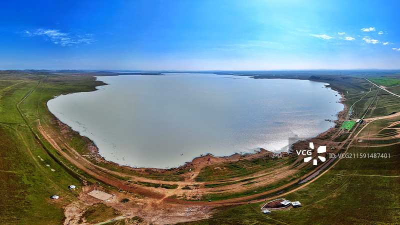 全景航拍锡林郭勒盟太仆寺旗牛奶湖图片素材