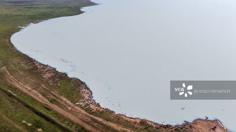 航拍锡林郭勒盟太仆寺旗牛奶湖图片素材