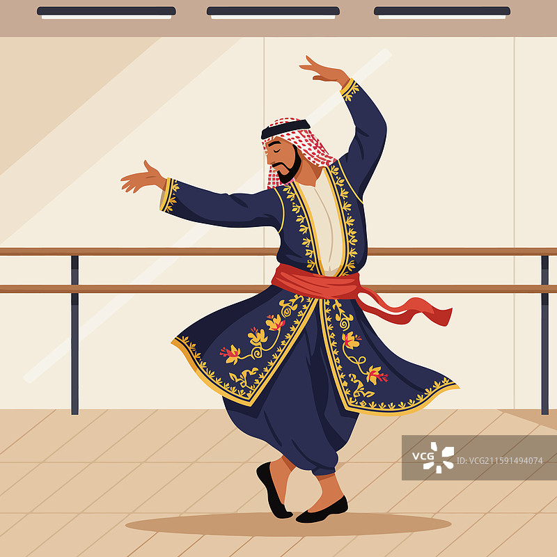 男子在华丽的服装中表演传统舞蹈图片素材