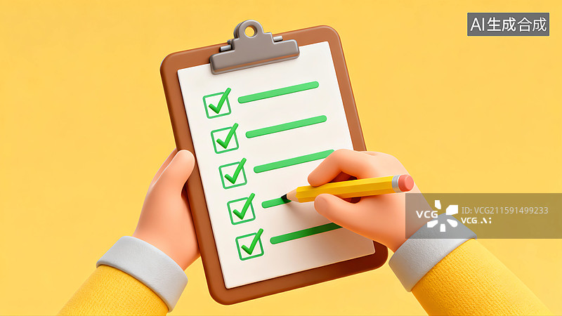 【AI数字艺术】手写任务清单3D卡通插画图片素材