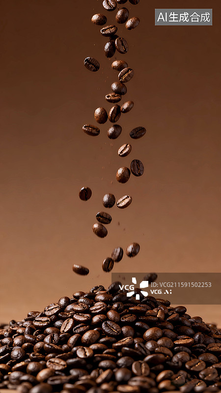 【AI数字艺术】扬的咖啡豆高速摄影定格特写图片素材