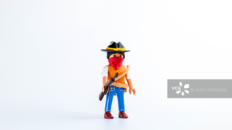 玩具人仔静物摄影特写白底图西部牛仔系列图片素材