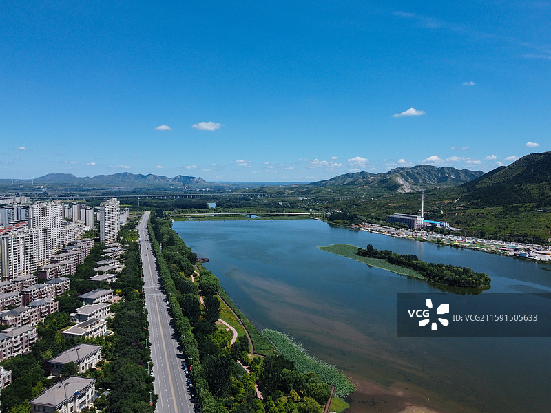朝阳市 双塔区 龙腾大街 大凌河 航拍 朝阳大街图片素材