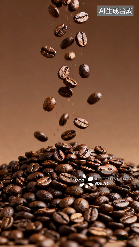 【AI数字艺术】扬的咖啡豆高速摄影定格特写图片素材