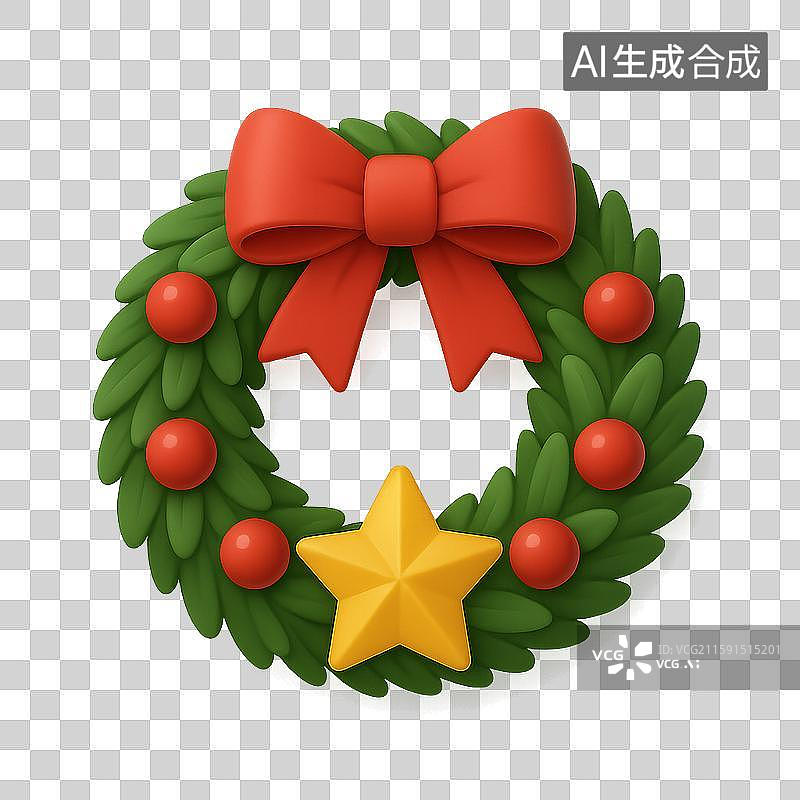 【AI数字艺术】圣诞装饰门环冬青环图片素材