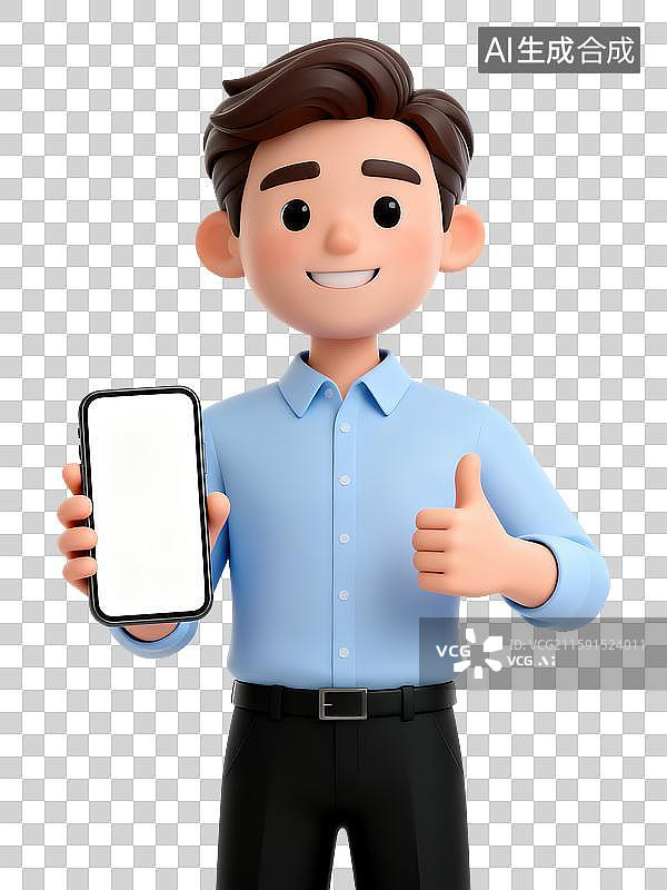 【AI数字艺术】3D卡通商务人士推荐手机应用图片素材