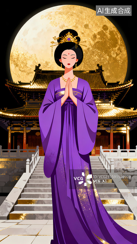 【AI数字艺术】唐朝杨贵妃黑金背景图片素材