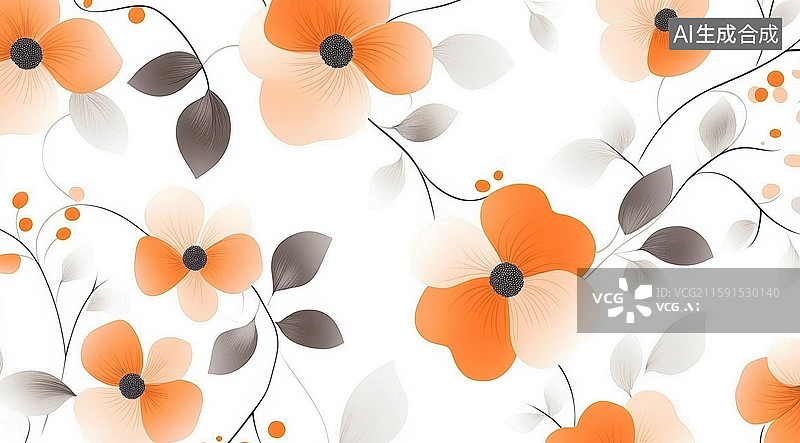 【AI数字艺术】橙色花卉图案背景图片素材