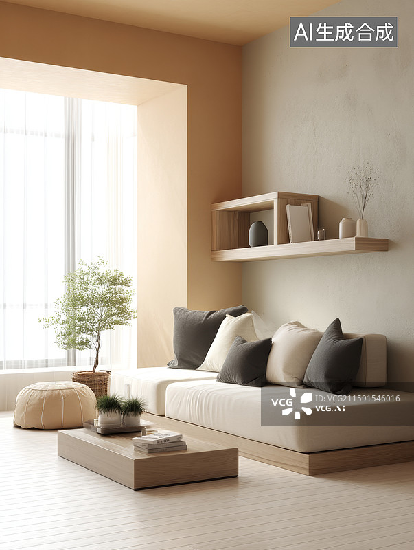 【AI数字艺术】现代简约客厅布置图片素材