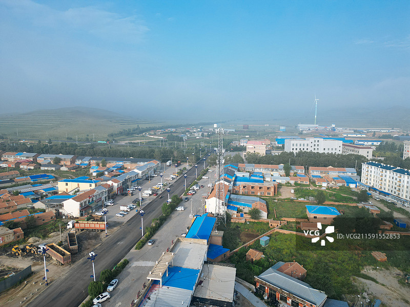 太仆寺旗 宝昌镇 宏胜村 地标 航拍图片素材