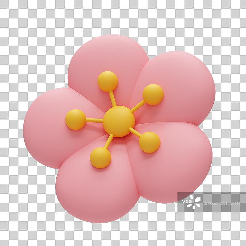 3D立体卡通桃花插画免抠元素图片素材