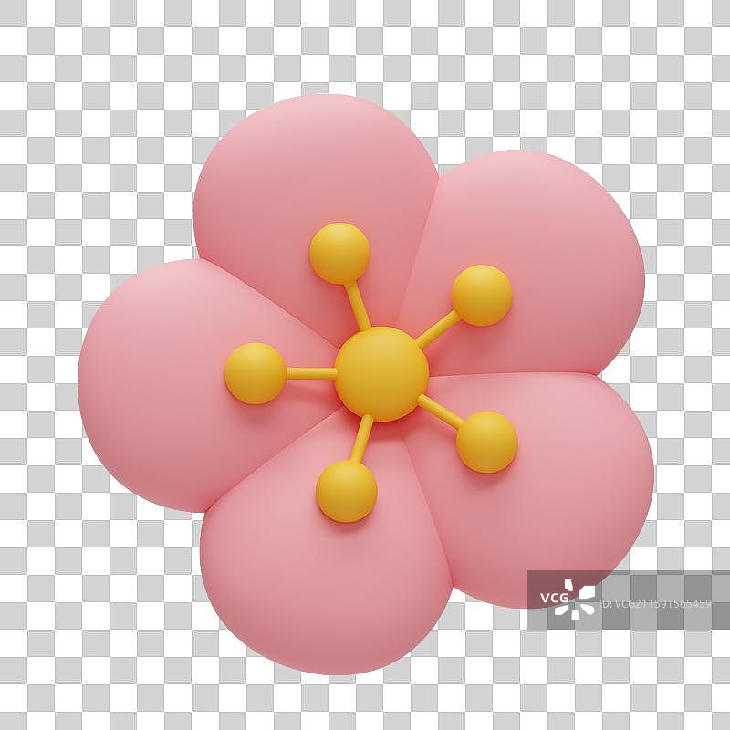 3D立体卡通桃花插画免抠元素图片素材
