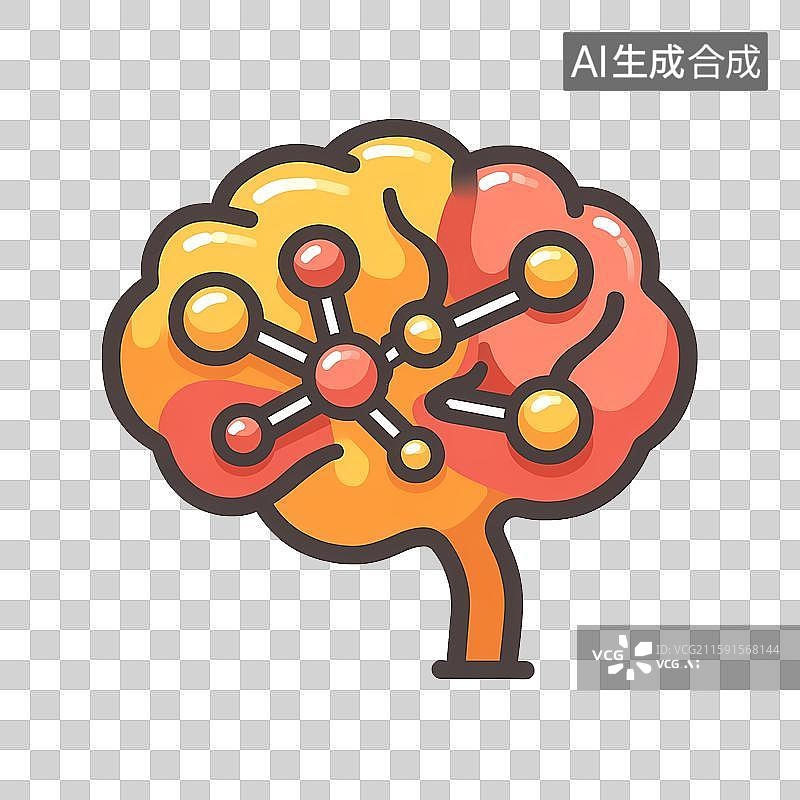 【AI数字艺术】黄色主题大脑决策树透明免扣元素图片素材