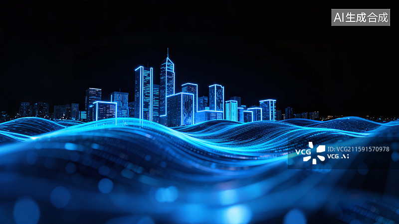 【AI数字艺术】数字智慧城市，未来科技感城市图片素材