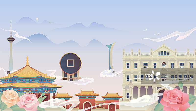 沈阳城市风光插画图片素材