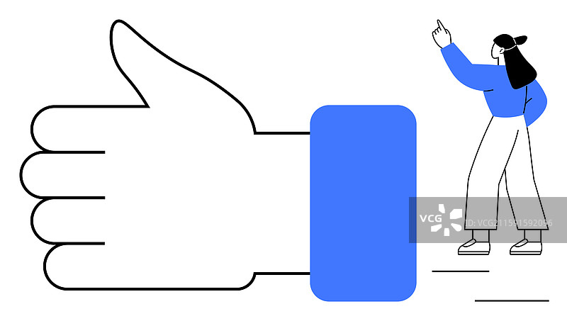 大拇指竖起，旁边有个自信的小角色图片素材