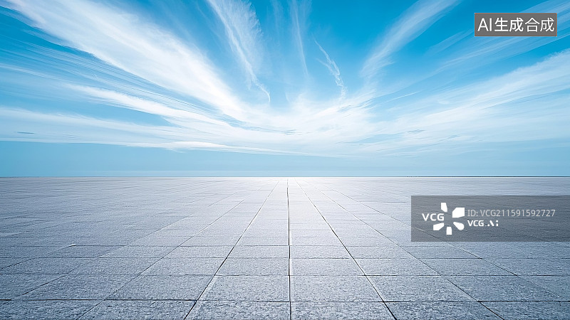【AI数字艺术】户外汽车展示场景,道路展示背景,蓝天白云,晴朗淡蓝色天空,散落的白云,极简自然景观,纯净空旷感图片素材