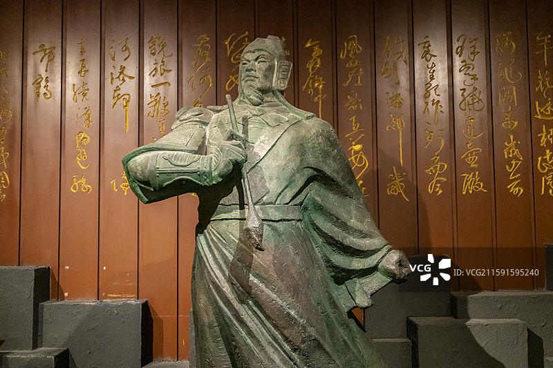 湖北省武汉博物馆“武汉古代历史陈列”：岳飞，字鹏举，宋相州阴县（今河南安阳汤阴）人，南宋抗金名将图片素材