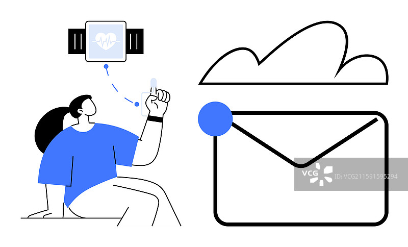 女性正在将健康数据从智能手表同步到图片素材