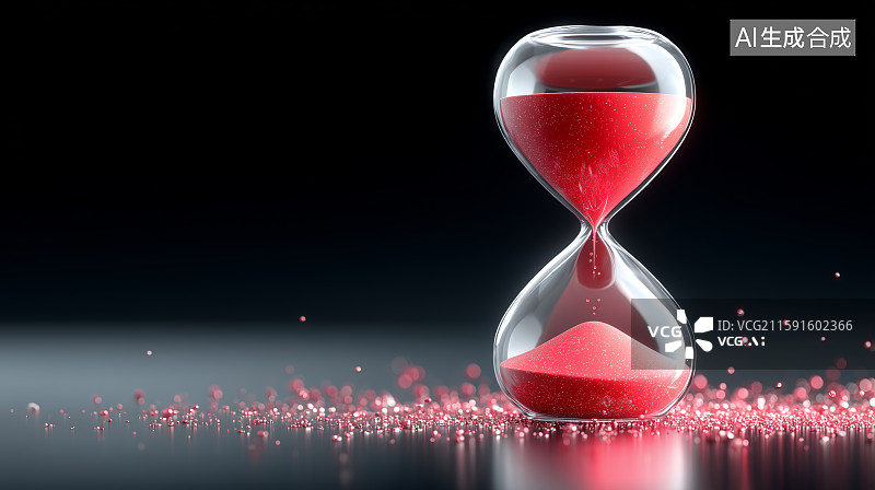 【AI数字艺术】红色沙漏中的时间流逝图片素材