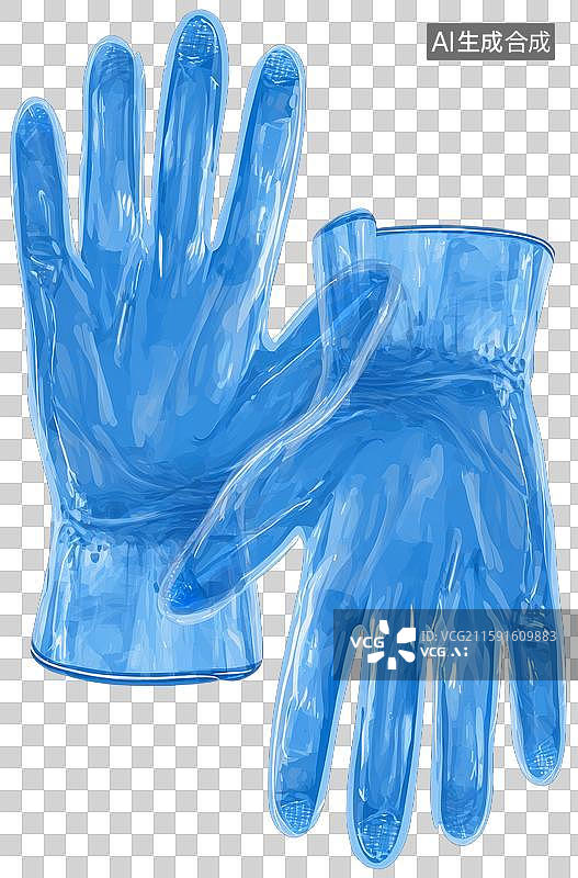 【AI数字艺术】透明蓝色手套特写图片素材
