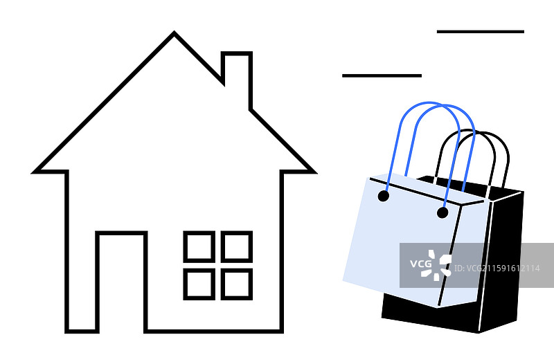 在线购物配送概念与房屋和图片素材