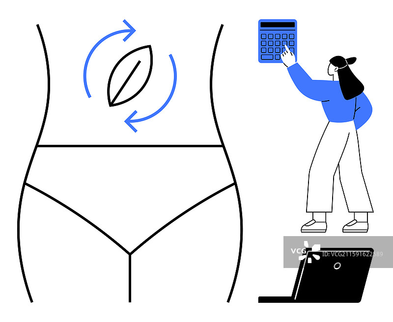 女性专注于计算健康指标图片素材