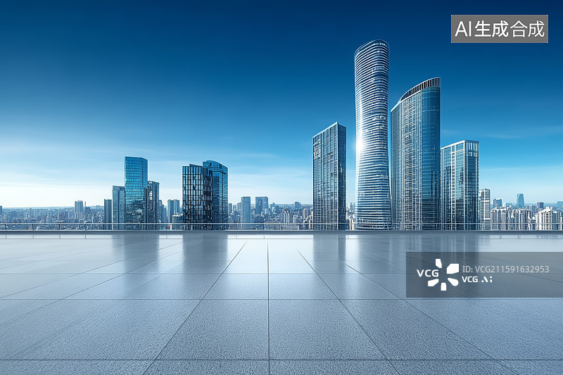 【AI数字艺术】现代城市天际线与摩天大楼图片素材