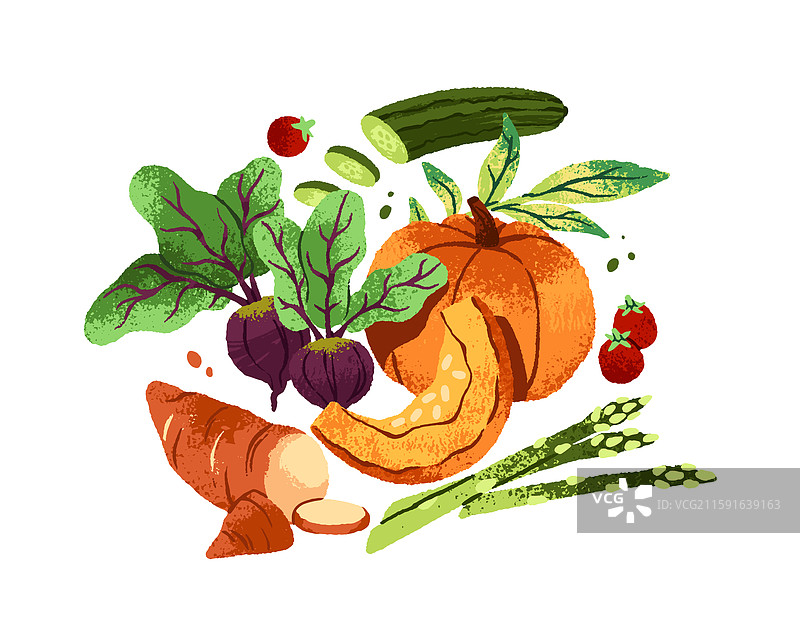 不同新鲜蔬菜的健康组合图片素材