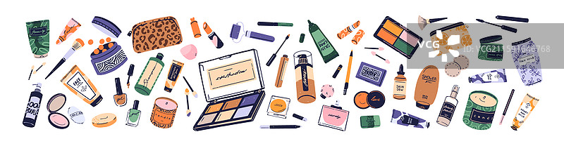 一套美容产品和化妆配件图片素材