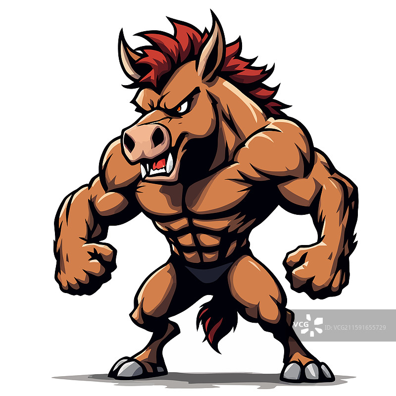 强壮的野猪展示肌肉并展现力量图片素材