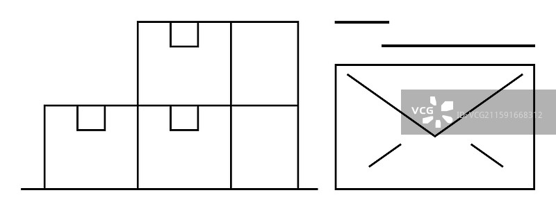一堆运输箱和封闭的信封图片素材