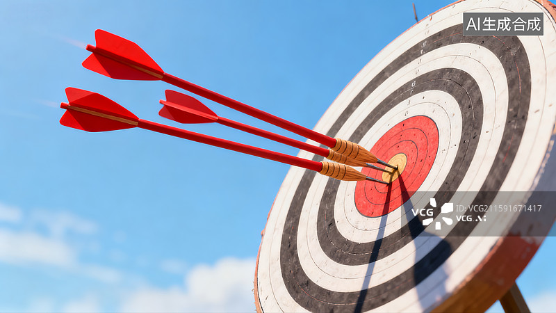 【AI数字艺术】蓝天白云下的飞镖打靶图片素材