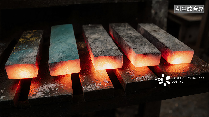 【AI数字艺术】炽热金属条图片素材