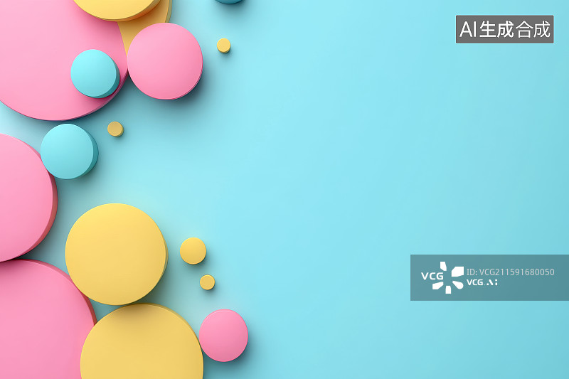 【AI数字艺术】彩色圆形图案在浅蓝背景上的排列图片素材