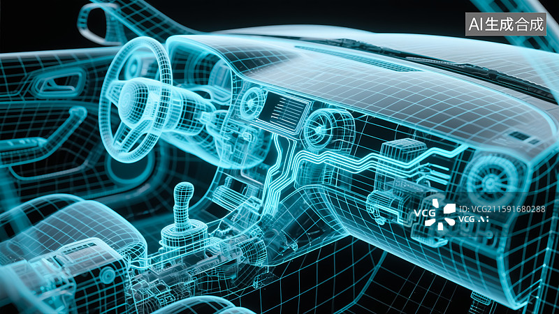 【AI数字艺术】汽车驾驶室三维插画图片素材