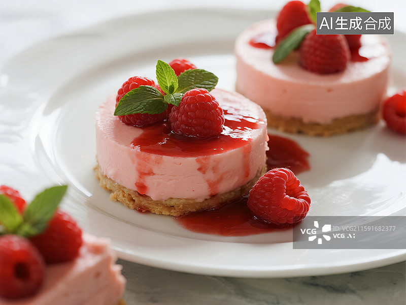 【AI数字艺术】莓果慕斯的诱惑：舌尖上的法式风情图片素材